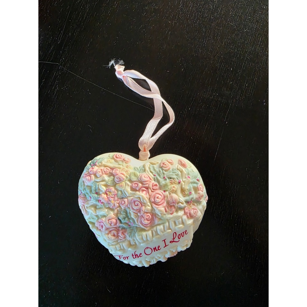 1992 Hallmark Vintage Keepsake Ornament For the One I Love Porcelain Heart